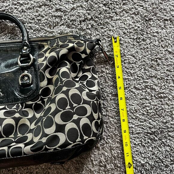 Coach Ashley Signature Logo Satchel Handbag Purse F15440 Black Leather Sateen - Picture 11 of 11